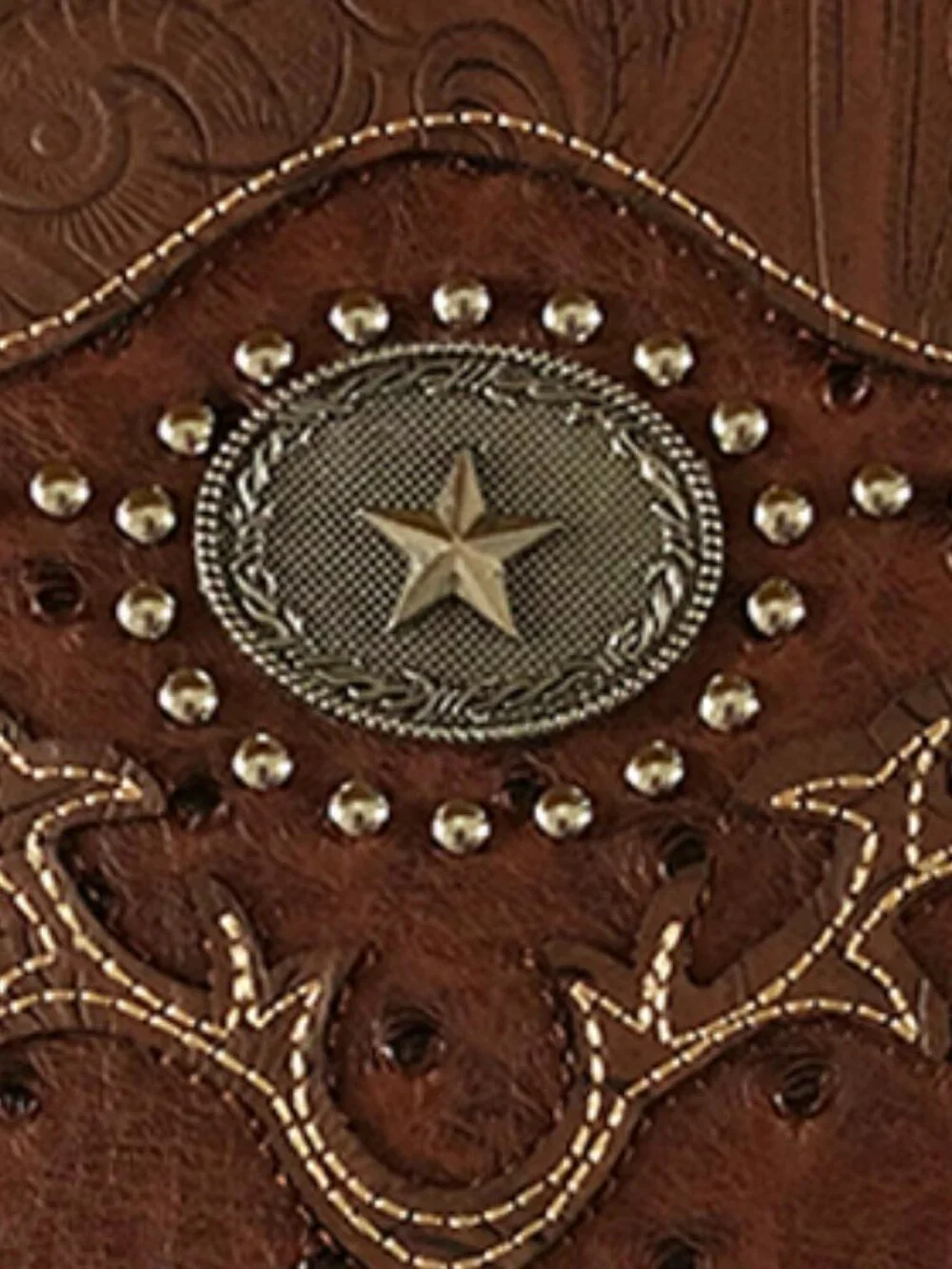 Men's New Western Wallet With Star Emblem Faux Brown Leather Cowboy